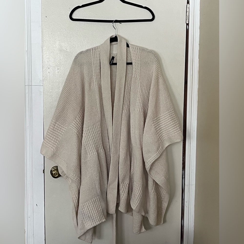 Torrid Cream Women's Belted Poncho Sweater One Size